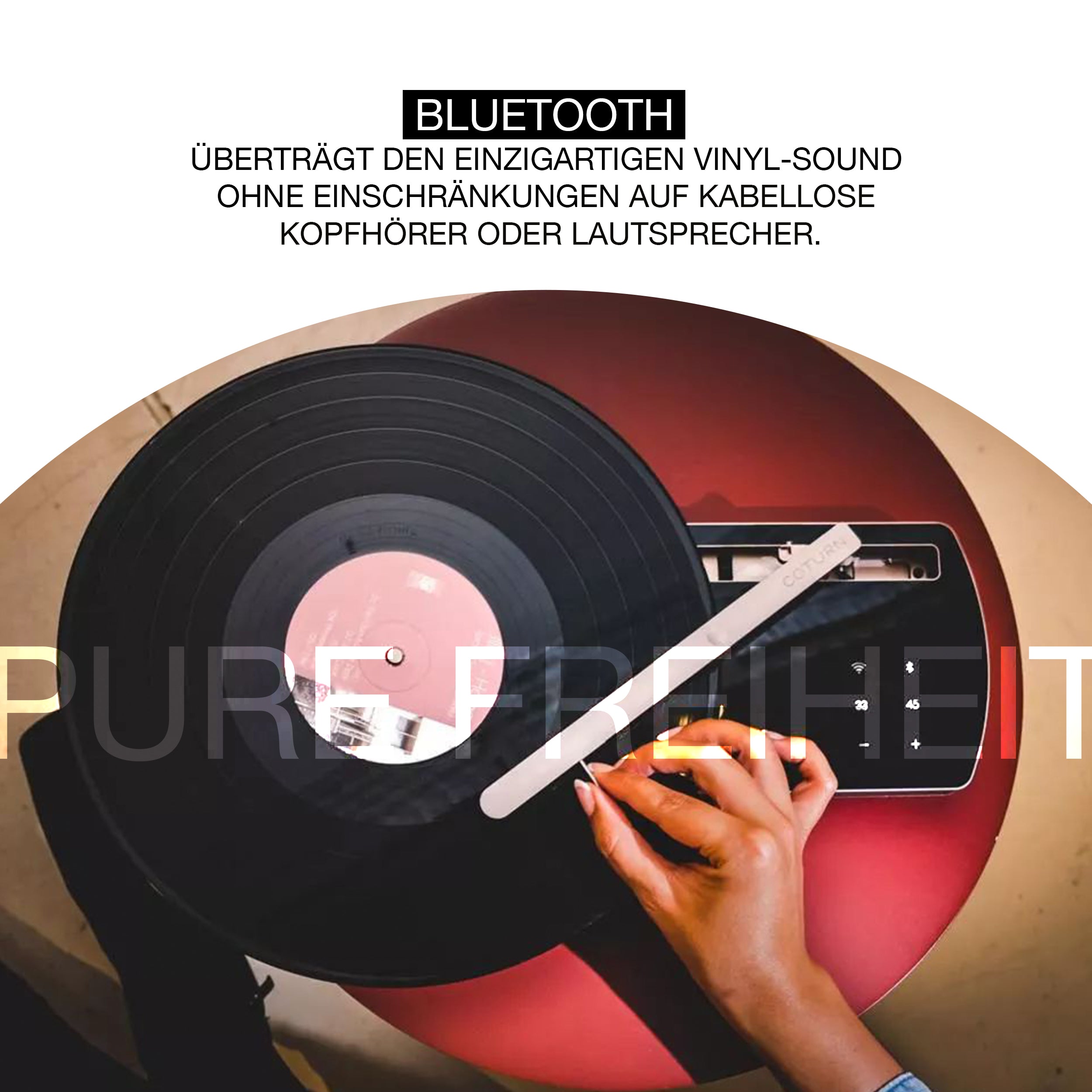 Portable Bluetooth Turntable – Coturn CT-01 Black
